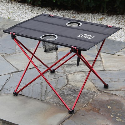 Outdoor Folding Table W/ Beverage Holder