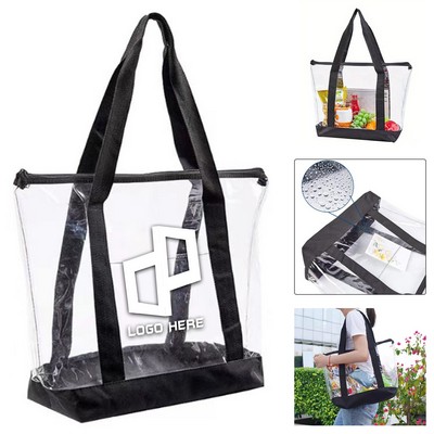 Pvc Two-Tone Zippered Tote Bag