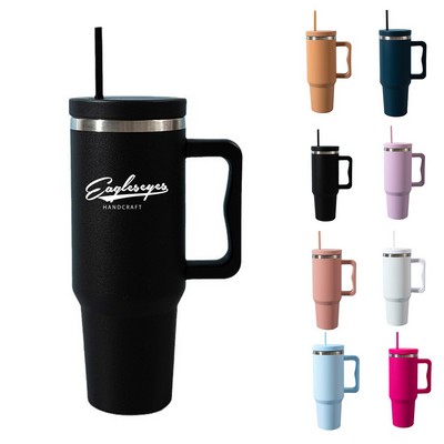 40 oz Tumbler with Handle and Straw