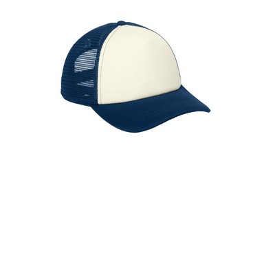Port Authority 5-Panel Twill Foam Trucker Cap.