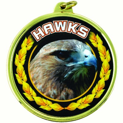 2 ¼" TM Series Academic Medal w/Hawks Mascot Mylar Insert