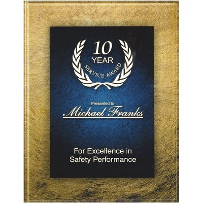 Acrylic Art Series Gold/Blue Plaque - 11 3/4"