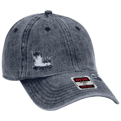 OTTO 6 Panel Low Profile Snow Washed Distressed Denim Baseball Cap