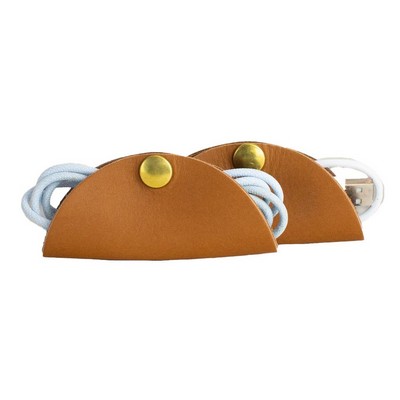 Full-Grain Leather Cord Organizer w/Snap Button