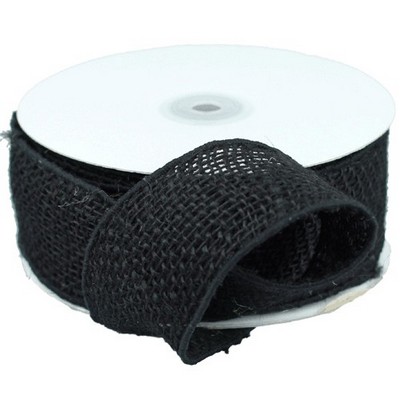 Black Burlap Wired Ribbon