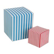 2" Striped Cube Paper Mini Box w/Tuck Top