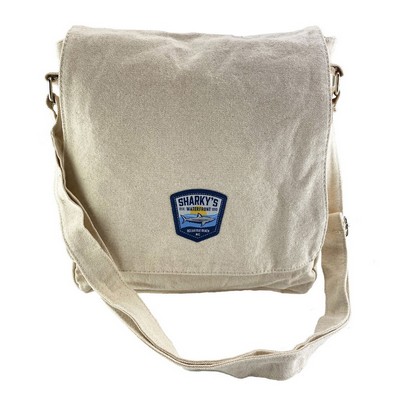 Canvas Messenger Bag w/ Woven Patch