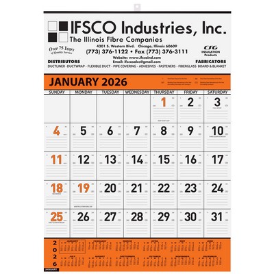 Orange Contractor Calendar w/1 Color Imprint