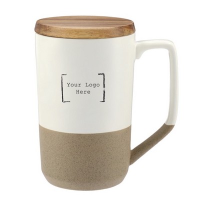 Ceramic Mug with Wood Lid - Low Minimum
