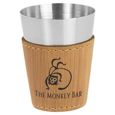 2 oz. Bamboo Leatherette & Stainless Steel Shot Glass