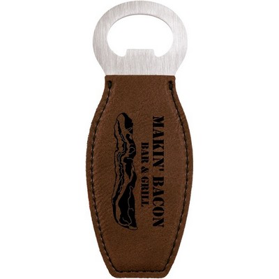 Dark Brown Leatherette Bottle Opener with Magnet