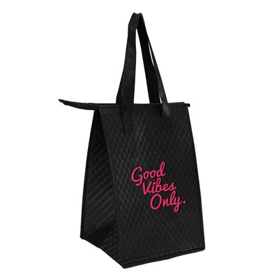 Non-Woven Polypropylene Lunch Tote w/ Zipper - 9"W x 13"H x 6.5"D