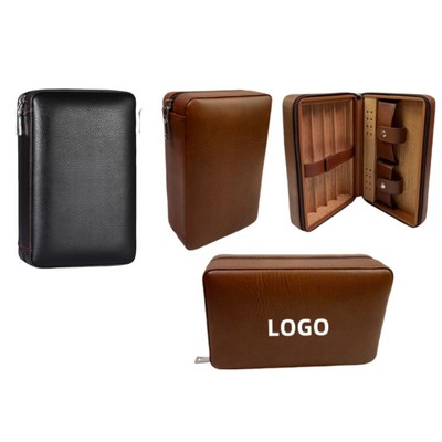 Travel Leather Cigar Humidor Set with Portable Box