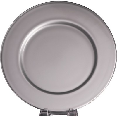 12.5" Diameter Shimmering Silver European Glass Award Tray
