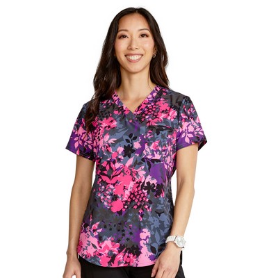 Cherokee - Genuine - Women's V-Neck Tuckable Print Top