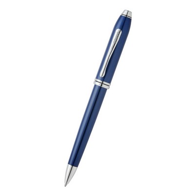 Townsend® Polished Translucent Cobalt Blue Engraved Diamond Pattern Ballpoint Pen