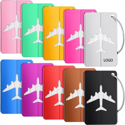 Airplane Aluminum Luggage Tag W/ Metal Ring