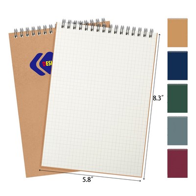 140 Pages Graph Paper Spiral Notepad A5 Grid Notebook Steno Pads Memo Notebook