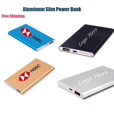 Free Shipping 5000mAh Portable Aluminum Slim Charger Power Bank UL Certified