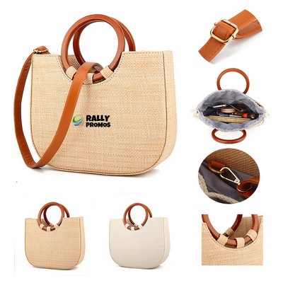 Straw Shoulder Handbag Retro Rattan Tote Beach Bag