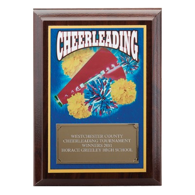 Cheerleading Digital Photo Plaque w/Gold Aluminum Engraving Plate (5"x 7)