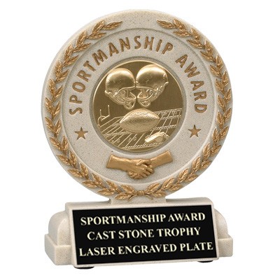 5 ½" Sportsmanship Trophy w/Engraving Plate & 2" Insert