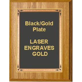 Oak Plaque 8" x 10" - Black/Gold Teardrop 6" x 8" Plate