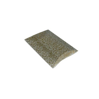 Clear Plastic Pillow Box w/Gold Floral Print