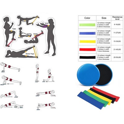 Promotek iBank® Fitness Resistance Bands Set + Exercise Sliders (Blue)