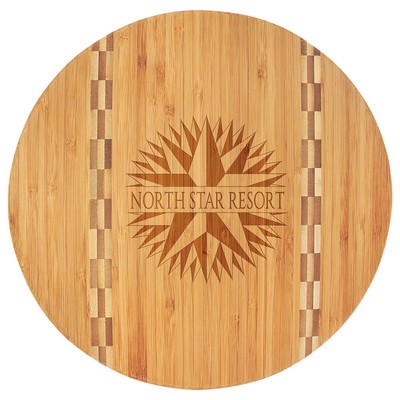 11.75" Round Bamboo Cutting Board with Butcher Block Inlay