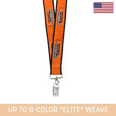 1" Woven Lanyard w/ Swivel Bulldog Clip- "Elite" Weave