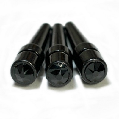 Black Metal Cribbage Pegs with Swarovski Austrian Crystals - Set of 3 - Jet Black