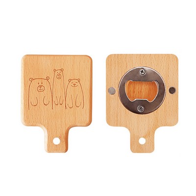 Wooden Refrigerator Magnet With Bottle Opener