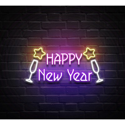 Happy New Year Glass Neon Sign