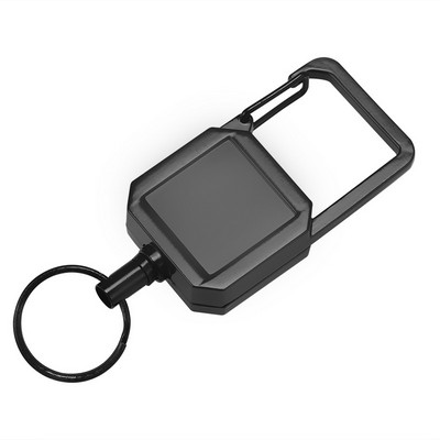 Retractable Square Metal Keychain