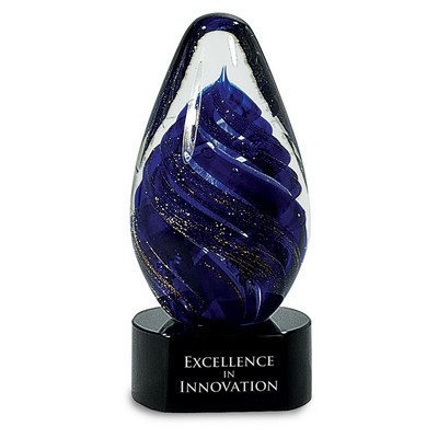 6.5" Blue Tear Drop Art Glass