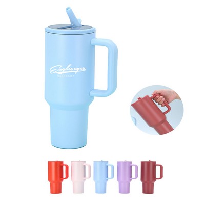 40oz Insulated Modern Stainless Steel Tumbler with Handle and Straw Lid