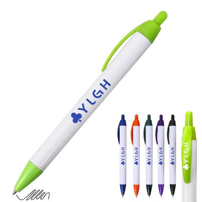 White Barrel Click Activated Pen