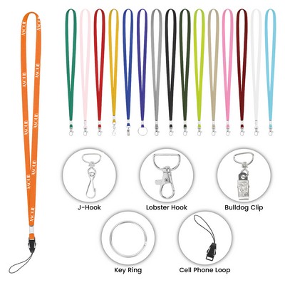 Custom 3/8" Screen-Printed Nylon Lanyard with Metal Crimp