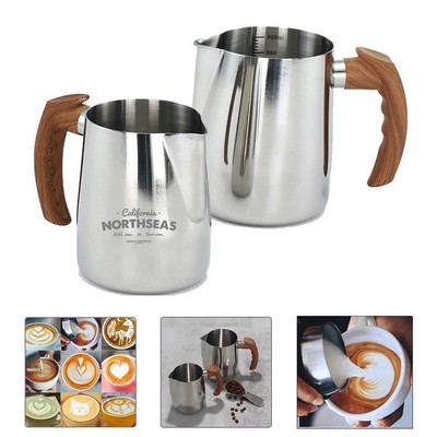 Milk Frothing Pitcher With Wood Handle