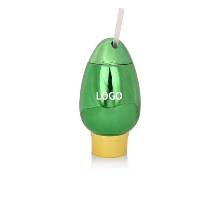 Christmas Light Bulb Beverage Cup W/ Straw