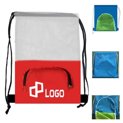 14.57X17.72 Inch Terylene/Mesh Drawstring Backpack