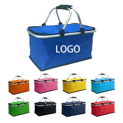 Collapsible Insulated Picnic Basket with Sturdy Handle