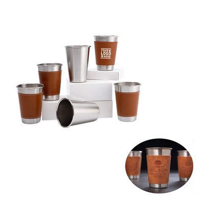 10 OZ Stainless Steel Pint Cup With PU Sleeve
