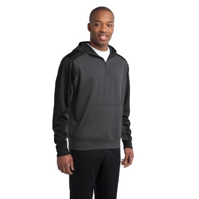 Sport-Tek Tech Fleece Colorblock 1/4-Zip Hooded Sweatshirt.