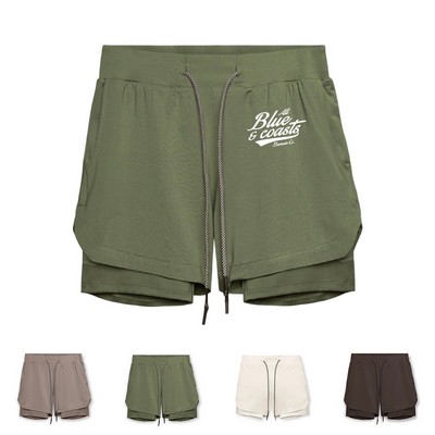 Men's 2-in-1 Polyester Gym Shorts