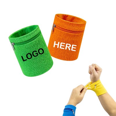 Sport Cotton Wristband With Zippered Pocket