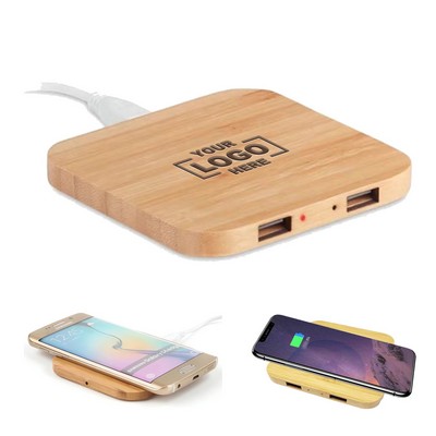 Fast 15W Bamboo Wireless Phone Charger