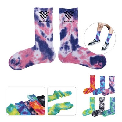 Custom Knitted Jacquard Tie Dye Cotton Socks
