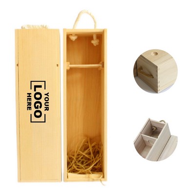 Universal Single-Bottle Pull-Out Gift Box for Red Wine – Wooden Packaging